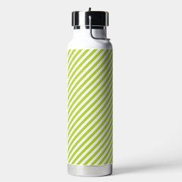 Diagonal lime green and white stripes pattern trinkflasche