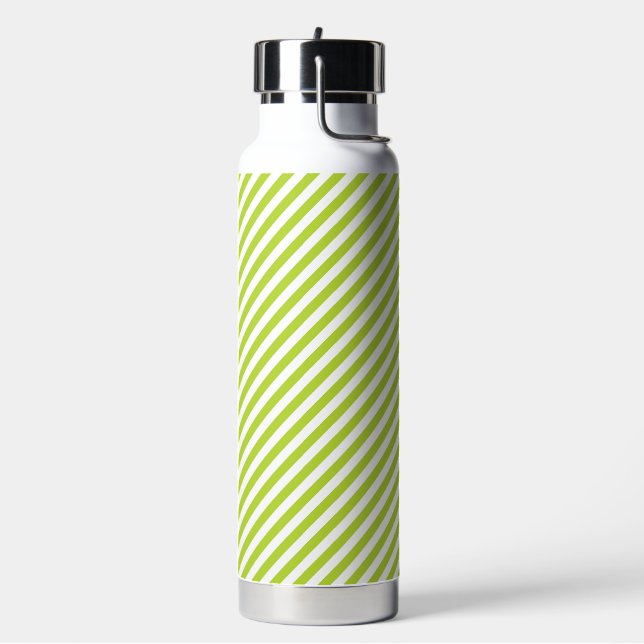 Diagonal lime green and white stripes pattern trinkflasche (Links)