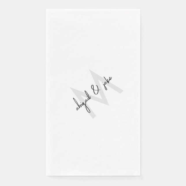 Diagonal Monogram & Couple Names Wedding Serviette (Vorderseite)
