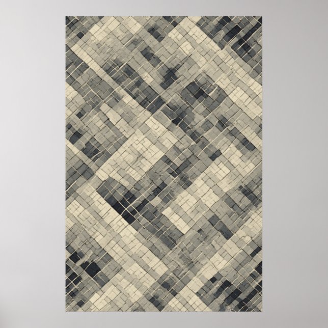 Diagonal-Mosaikgitter: Neutrale geometrische Form Poster (Vorne)