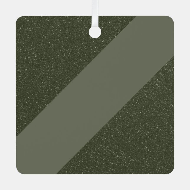 Diagonal Moss Green Ornament Tag Aus Metall (Vorderseite)