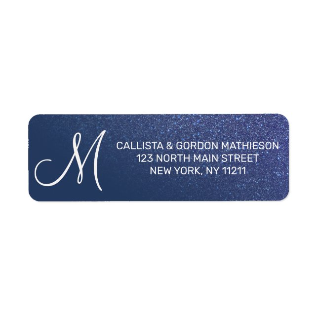 Diagonal Navy Blue Glitzer Gradient Ombre Monogram (Vorne)