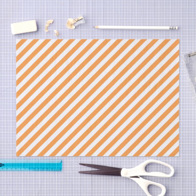 Diagonal orange and white stripes pattern seidenpapier (Handwerk)
