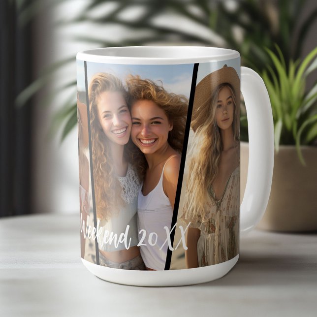 Diagonal Photo Collage - 4 Photos Fun Weekend Kaffeetasse (Custom Photo Collage Mug)