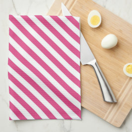 Diagonal pink and white stripes pattern geschirrtuch
