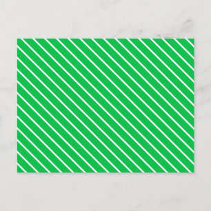 Diagonal pinstripes - smaragdgrün und weiß postkarte
