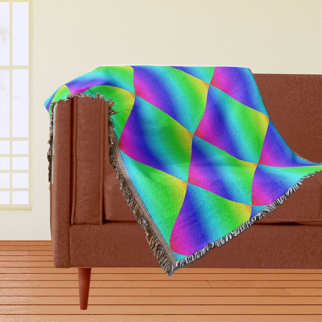 Diagonal Rainbow Gradient Blue to Green Decke (Diagonal Rainbow Gradient Blue to Green Throw Blanket)