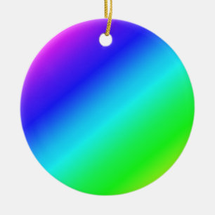 Diagonal Rainbow Gradient Blue to Green Keramikornament