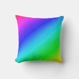 Diagonal Rainbow Gradient Blue to Green Kissen