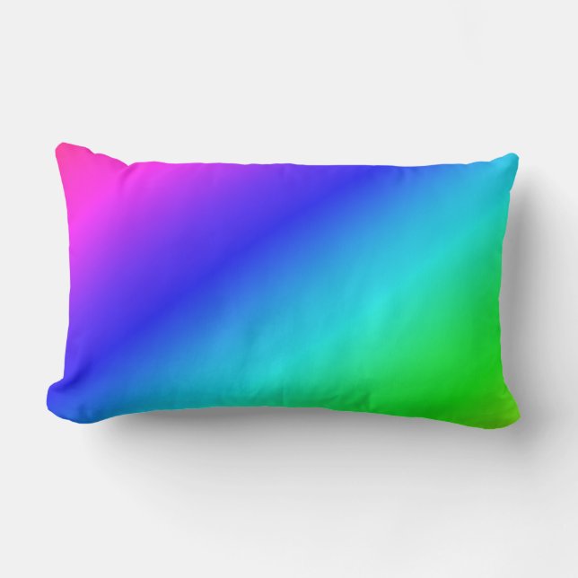Diagonal Rainbow Gradient Blue to Green Lendenkissen (Vorderseite)