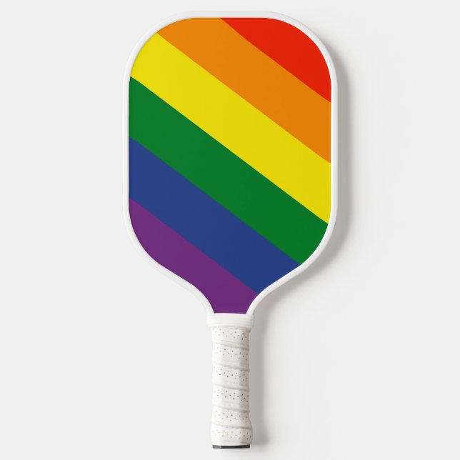 Diagonal Rainbow Striped Pickleball Schläger (Vorderseite)
