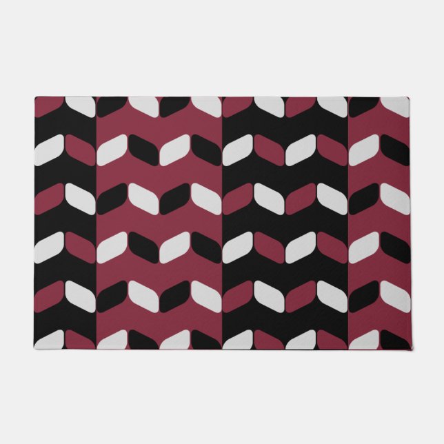 Diagonal Rectangle Black Maroon Fußmatte (Vorderseite)