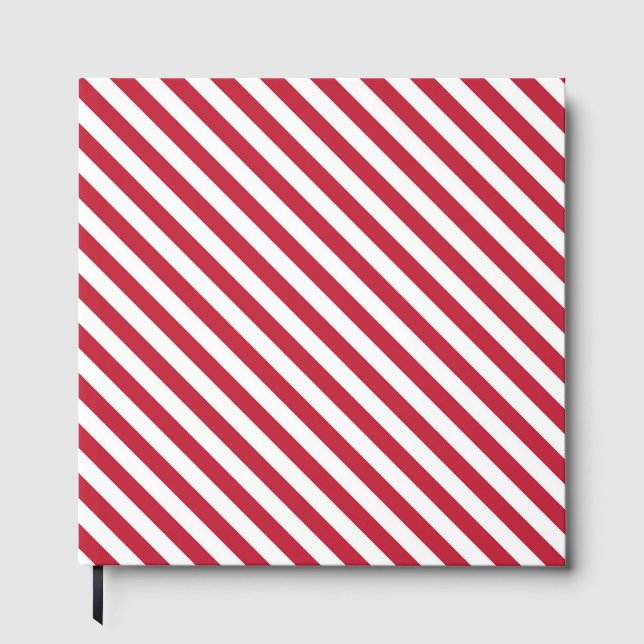 Diagonal red and white stripes pattern gästebuch (Vorderseite)