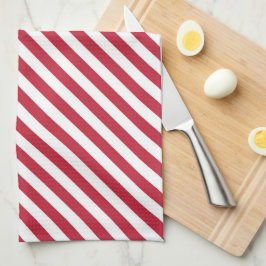Diagonal red and white stripes pattern geschirrtuch