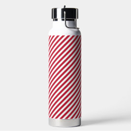 Diagonal red and white stripes pattern trinkflasche