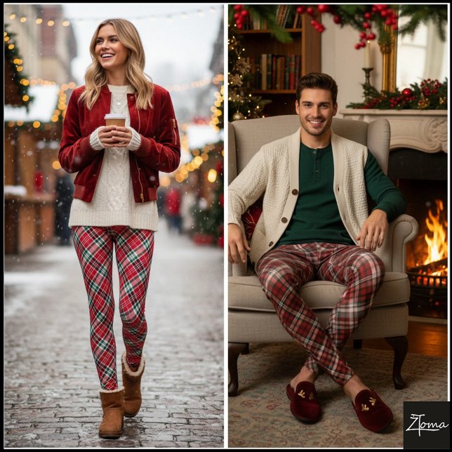 Diagonal Red Green Dense Tartan Plaid Leggings (Von Creator hochgeladen)
