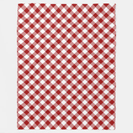 Diagonal Red und White Gingham Kariert Fleecedecke