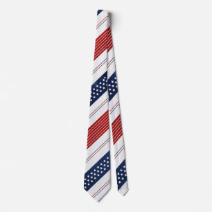 Diagonal Red White Blue Stars & Stripes Muster Krawatte