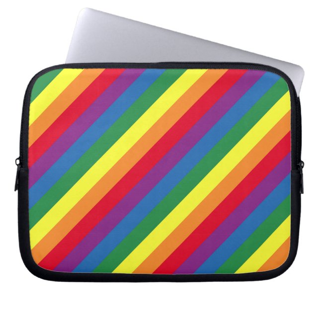Diagonal-Regenbogenmuster Laptopschutzhülle (Vorderseite)