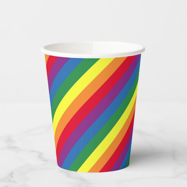 Diagonal-Regenbogenmuster Pappbecher (Links)