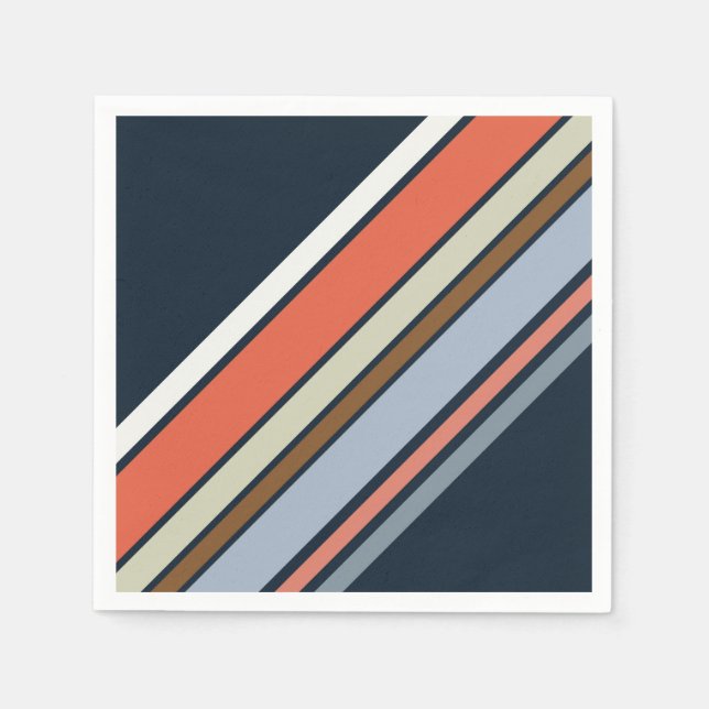 Diagonal Retro Design Streifen Serviette (Vorderseite)