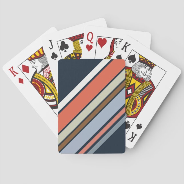 Diagonal Retro Design Streifen Spielkarten (Rückseite)