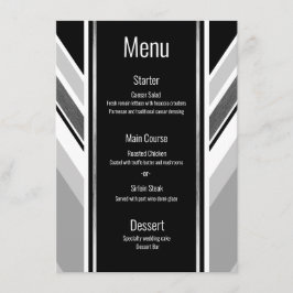 Diagonal schwarz, grau, metallisch gestreift menükarte