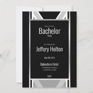 Diagonal schwarz, grau, metallisch gestreift rette save the date