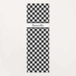 Diagonal Schwarz-weiß Buffalo Karo mit Ihrem Namen Yogamatte