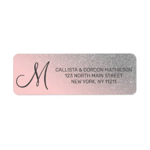 Diagonal Silber Rosa Ombre Gradient Monogramm