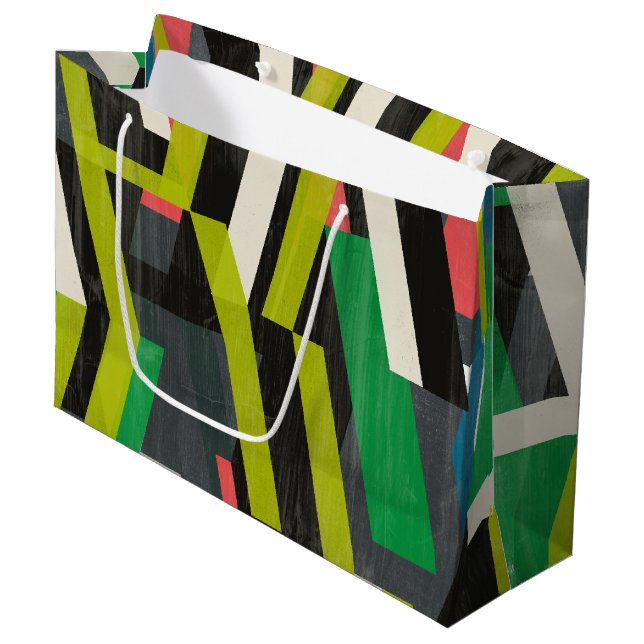 Diagonal-Slipstream-Muster Große Geschenktüte (Vorderseite Schrägansicht)