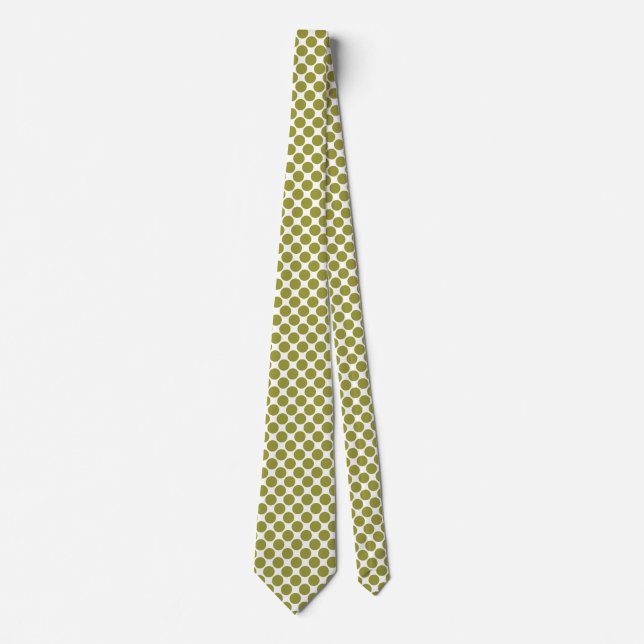 Diagonal Spots - Olive Green on White Neck Tie Krawatte (Vorderseite)