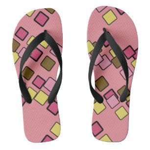 Diagonal Squares Chaos Pink Flip Flops