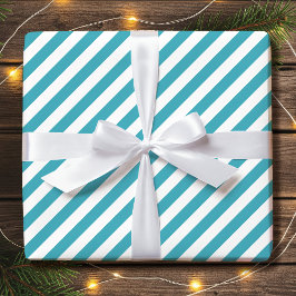 Diagonal Strip Holiday Einfach Aquamarin weiß Geschenkpapier