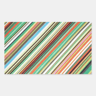 Diagonal Stripe farbiges Stoffmuster Rechteckiger Aufkleber