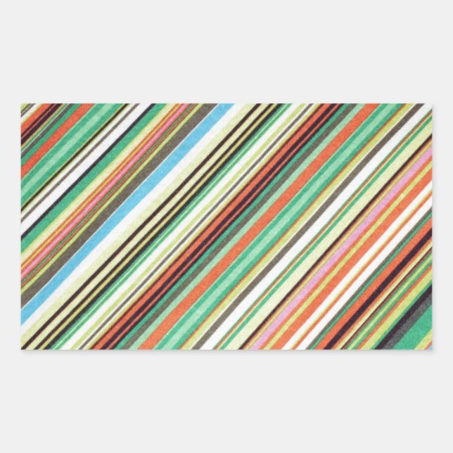 Diagonal Stripe farbiges Stoffmuster Rechteckiger Aufkleber (Vorderseite)