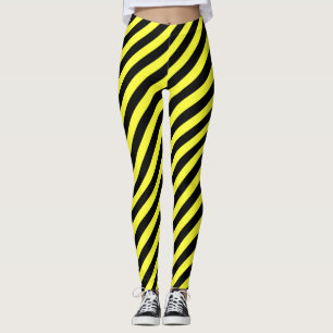 Diagonal Stripe Muster Schwarz-Gelb Leggings
