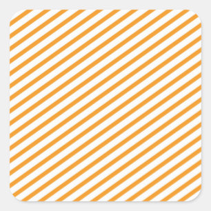 Diagonal Stripe Orange Muster Quadratischer Aufkleber