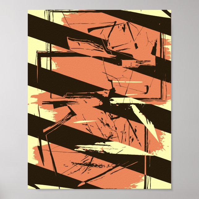 Diagonal Stripes and Fragmented Shapes Poster (Vorne)