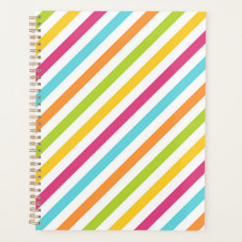 Diagonal stripes in vibrant colors planner planer