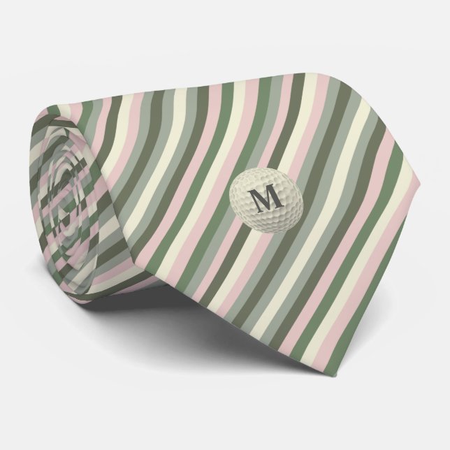 Diagonal Stripes Monogram Golf Ball Krawatte (Gerollt)