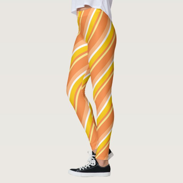 Diagonal Stripes Orange Leggings (Links)