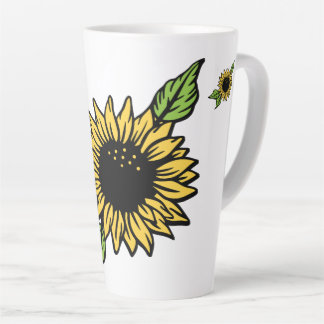 Diagonal Sunflower Botanische Kunst Milchtasse