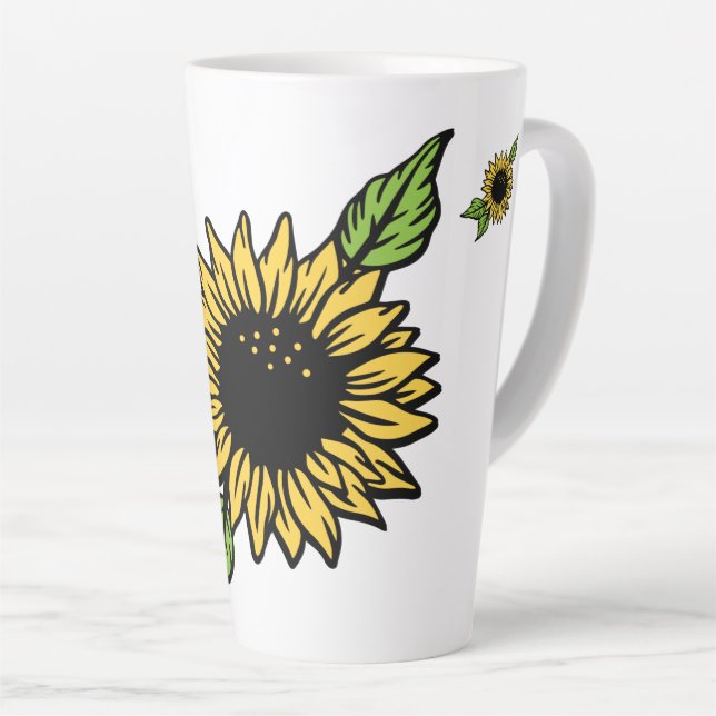Diagonal Sunflower Botanische Kunst Milchtasse (Rechte Ecke)