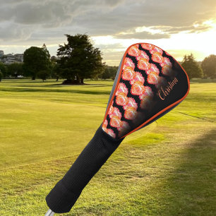 Diagonal tatterige Herzerreihen über schwarz Cust Golf Headcover