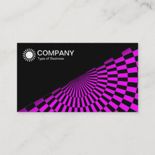 Diagonal V2 - Schwarz - Op Art Magenta Visitenkarte