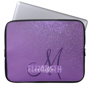 Diagonal Violet Lila Glitzer Gradient Ombre Laptopschutzhülle