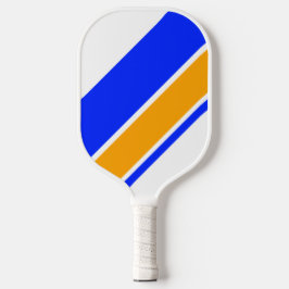 Diagonal Vivid Blau Gelbe weiße Streifen Pickleball Schläger