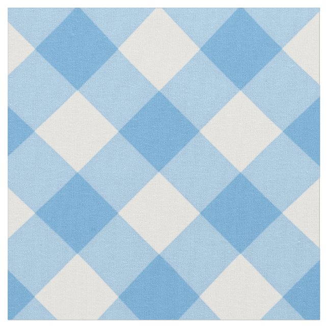 Diagonal Weiß/Blaues Gingham-Muster Stoff (Nahaufnahme)