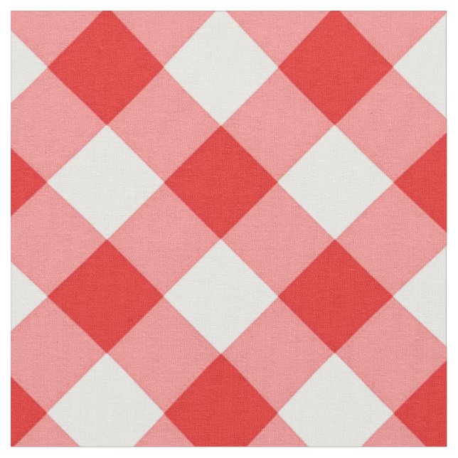 Diagonal Weiß/Rot-Gingham-Muster Stoff (Nahaufnahme)